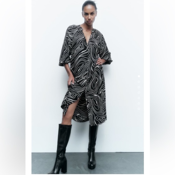 ⚫️ Zara ⚫️ viscose midi dress - size medium - Picture 1 of 8